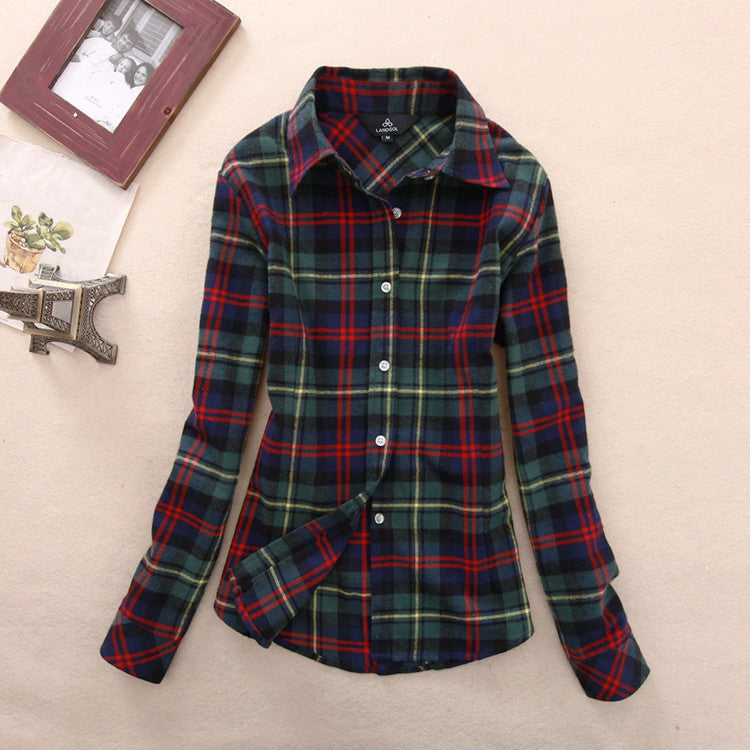Online discount shop Australia - Fashion Women Flannel Plaid Shirt Plus Size Blouses Female Long Sleeve shirt Ladies Tops 20 Colors