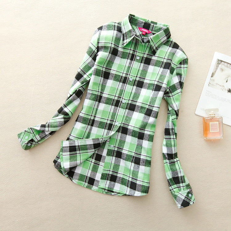Online discount shop Australia - Fashion Women Flannel Plaid Shirt Plus Size Blouses Female Long Sleeve shirt Ladies Tops 20 Colors