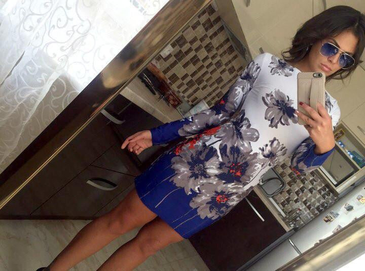 Style Bodycon Dresses Vintage Ladies Fitness Floral Print Long Sleeve O Neck Dress Party Vestidoes