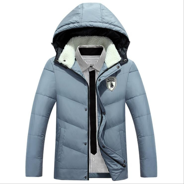 Online discount shop Australia - Men's White Duck Down Jacket Casual Solid Turn-dwon Collar Parka Jacket Men Fashion Overcoat Outerwear