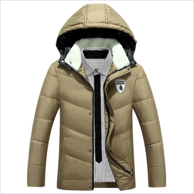 Online discount shop Australia - Men's White Duck Down Jacket Casual Solid Turn-dwon Collar Parka Jacket Men Fashion Overcoat Outerwear
