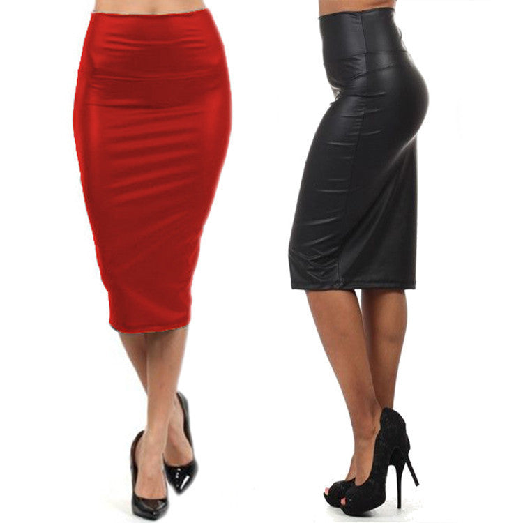 Online discount shop Australia - High waist Leather Skirt M LXL Black red sexy Pencil skirts middle long Casual mermaid skirt party bar club travel