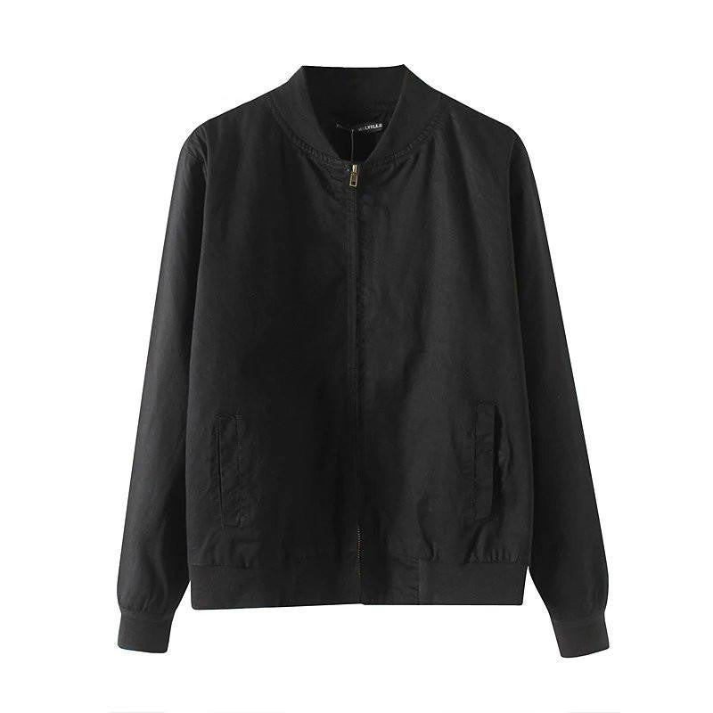 Women Bomber Jacket Boy Friend Aviator Jacket Coat Fashion Army Green Black Women Slim Long Sleeve Basic Coats Outerwear