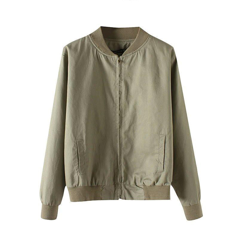 Women Bomber Jacket Boy Friend Aviator Jacket Coat Fashion Army Green Black Women Slim Long Sleeve Basic Coats Outerwear