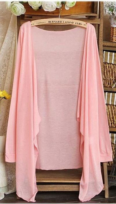 Women Cardigan Thin Female Blouse Teenage Girl Sunscreen Clothing Yellow Pink Gray Blue White Short Tops