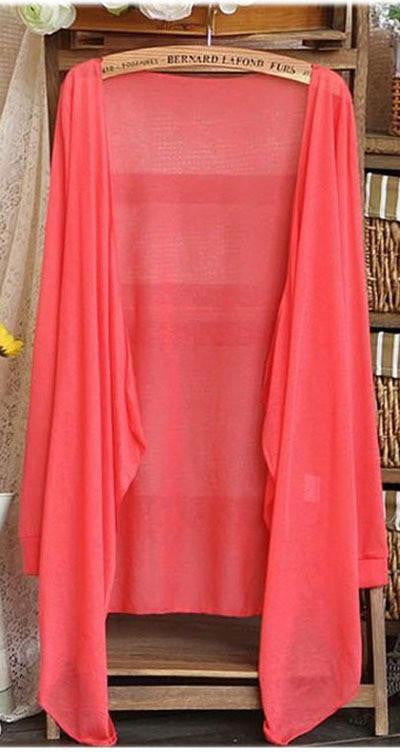 Women Cardigan Thin Female Blouse Teenage Girl Sunscreen Clothing Yellow Pink Gray Blue White Short Tops