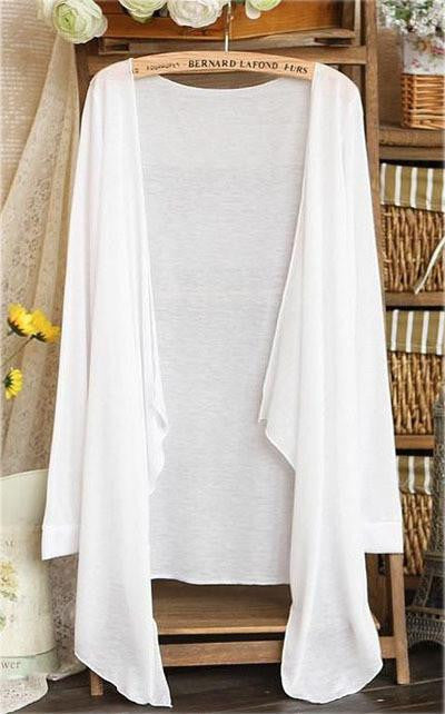 Women Cardigan Thin Female Blouse Teenage Girl Sunscreen Clothing Yellow Pink Gray Blue White Short Tops