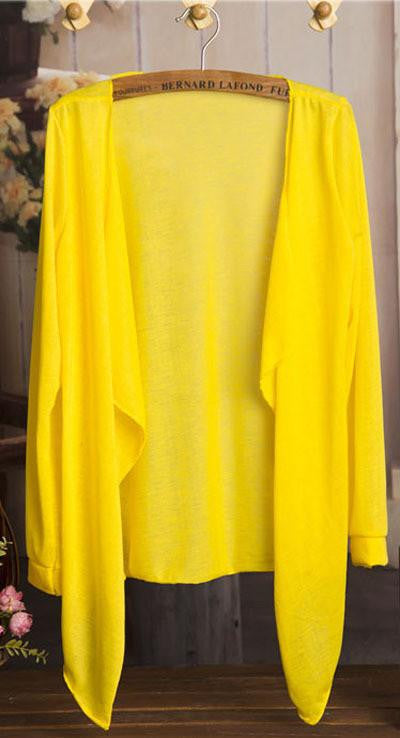 Women Cardigan Thin Female Blouse Teenage Girl Sunscreen Clothing Yellow Pink Gray Blue White Short Tops