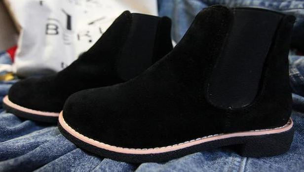 Suede Leather Ankle Boots Flat Heels 9 Candy Colors Oxford Shoes Woman Casual