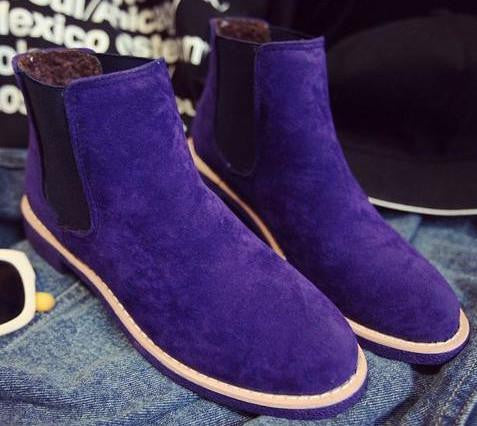 Suede Leather Ankle Boots Flat Heels 9 Candy Colors Oxford Shoes Woman Casual