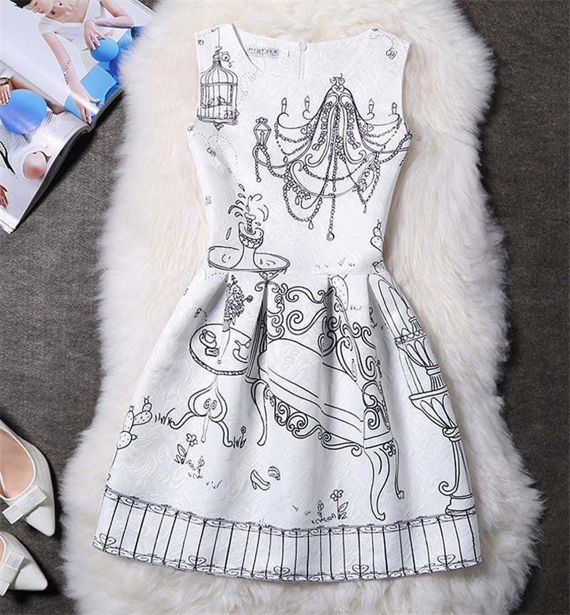 Women Summer Dress Vintage Jacquard Printed Party Ladies Bodycon Clothing Mini Dresses PDRSB2