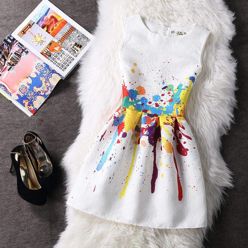 Women Summer A-line Dress Vintage Printed Sleeveless Party Vestido De Festa Female Clothing Jacquard Dresses SXDRS96