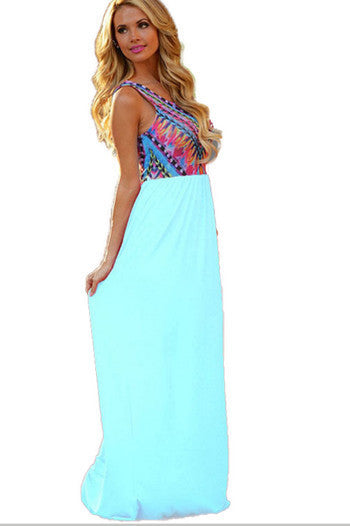 summer dress women elegant boho bohemian floral print long maxi beach dress XL evening chiffon