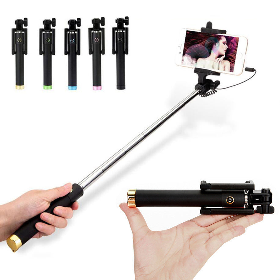 Online discount shop Australia - Mini wired selfie stick 18.5-80cm foldable bracket monopod for 4inch-6inch xiaomi huawei/meizu/samsung/iphone5 6 6s