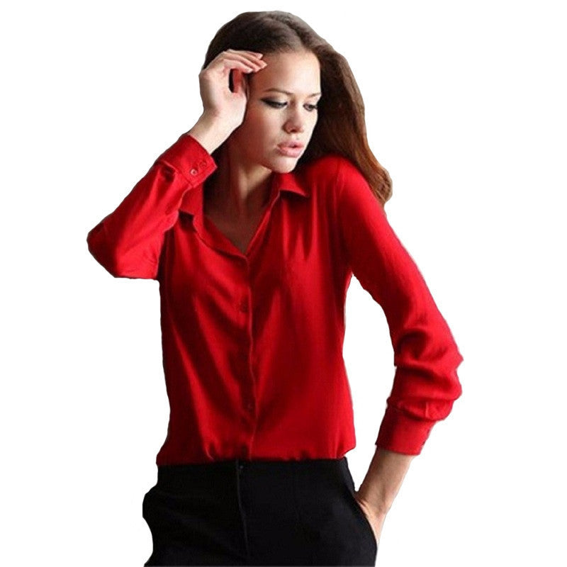Online discount shop Australia - 5 Colors Work Wear Women Shirt Chiffon Tops Elegant Ladies Formal Office Blouse Plus Size XXL