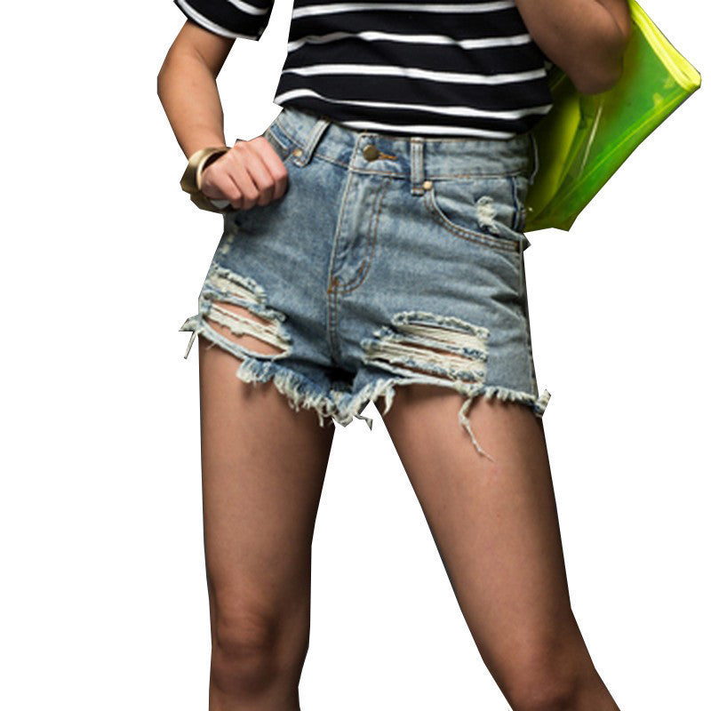 Online discount shop Australia - Fashion Short Jeans Summer Women High Waist Denim Shorts Frayed Hole Female Super Cool Flash Shorts XS-5XL Pantalon Femme