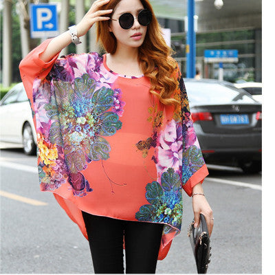 Online discount shop Australia - Boho Style Women Chiffon Blouse Floral Print Tops Shirt for Women Clothing 4XL Chiffon Shirts