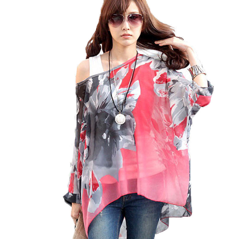 Online discount shop Australia - Chiffon Tops Novelty Ladies Floral Print Casual Loose Blouses Shirts Plus Size 4XL 5XL 6XL Women's Tops Blouses