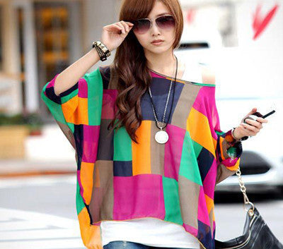 Novelty Women Casual Shirts Tops Plus Size 4XL 5XL 6XL Women's Batwing Chiffon Blouses