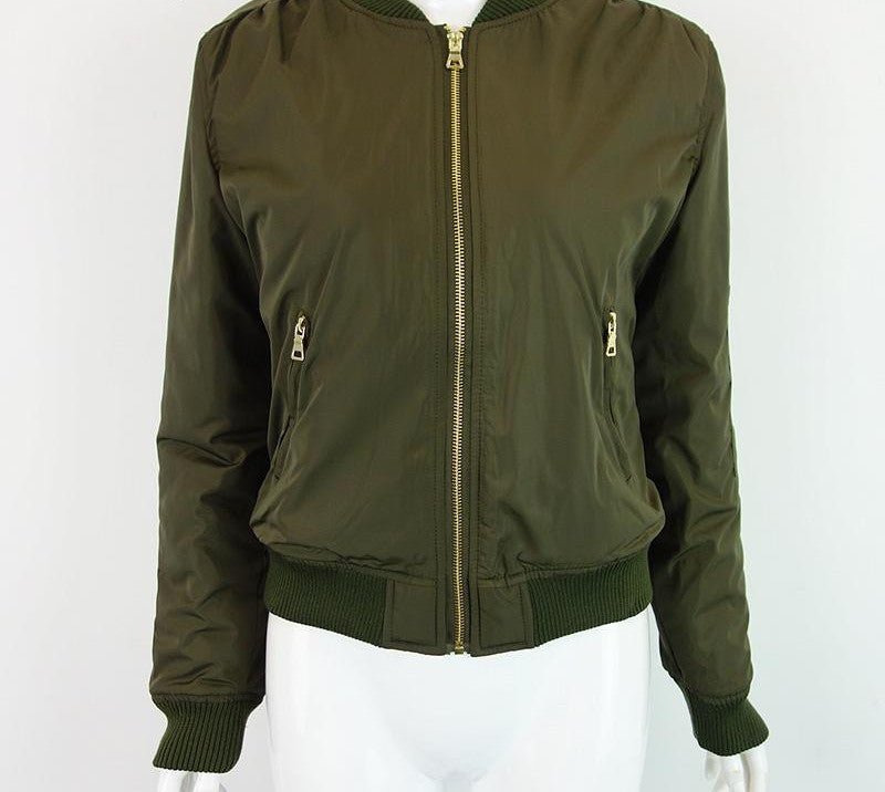 Online discount shop Australia - BerryGo  parkas Army Green bomber jacket Women coat cool basic down jacket zipper chaquetas biker outwear