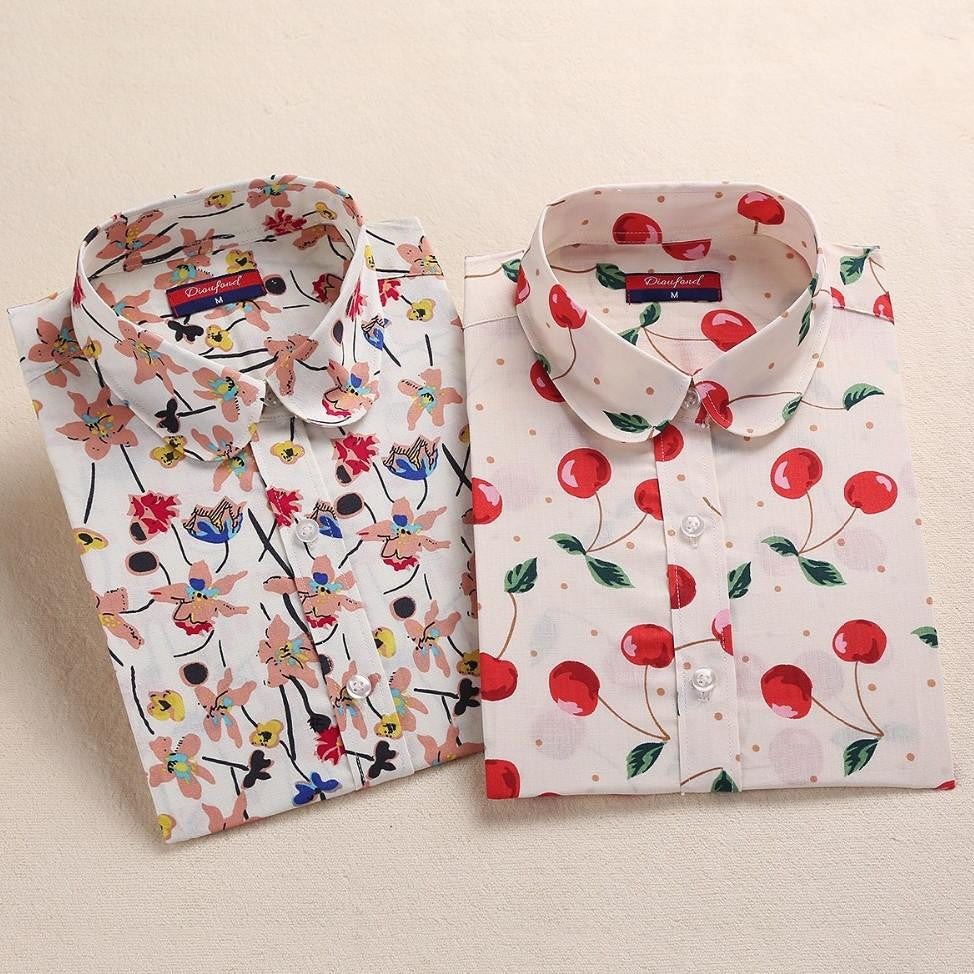 Tribal Print Blouses Women Vintage Shirts Long Sleeve Cotton Tops Ladies Floral Plus Size 5XL Fashion Female Clothing