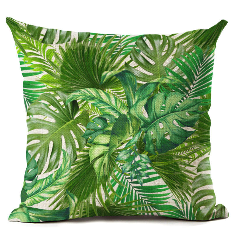 Online discount shop Australia - Green Tropical Plant Leave Birds Pillow Cover Colorful Flower Cushion Cover Car Sofa Home Decoration