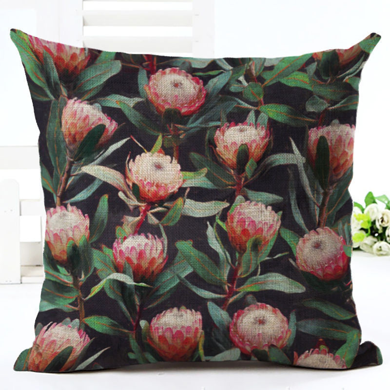Online discount shop Australia - Green Tropical Plant Leave Birds Pillow Cover Colorful Flower Cushion Cover Car Sofa Home Decoration