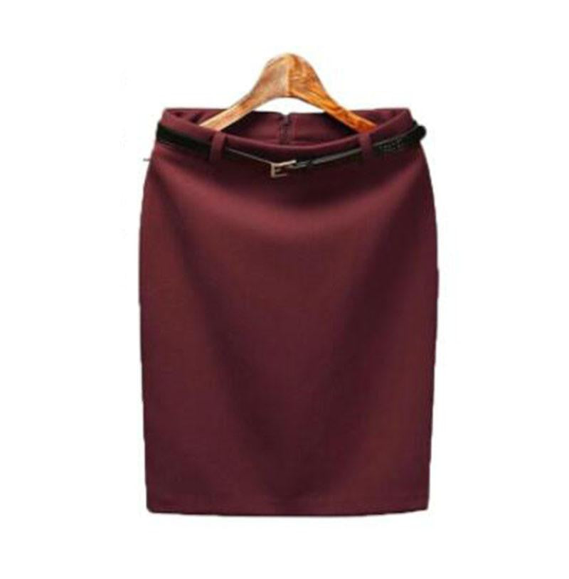 Wool Pencil Skirt Women's Formal OL Wear to work Medium-long High Waist Skirt with Belt SKT365