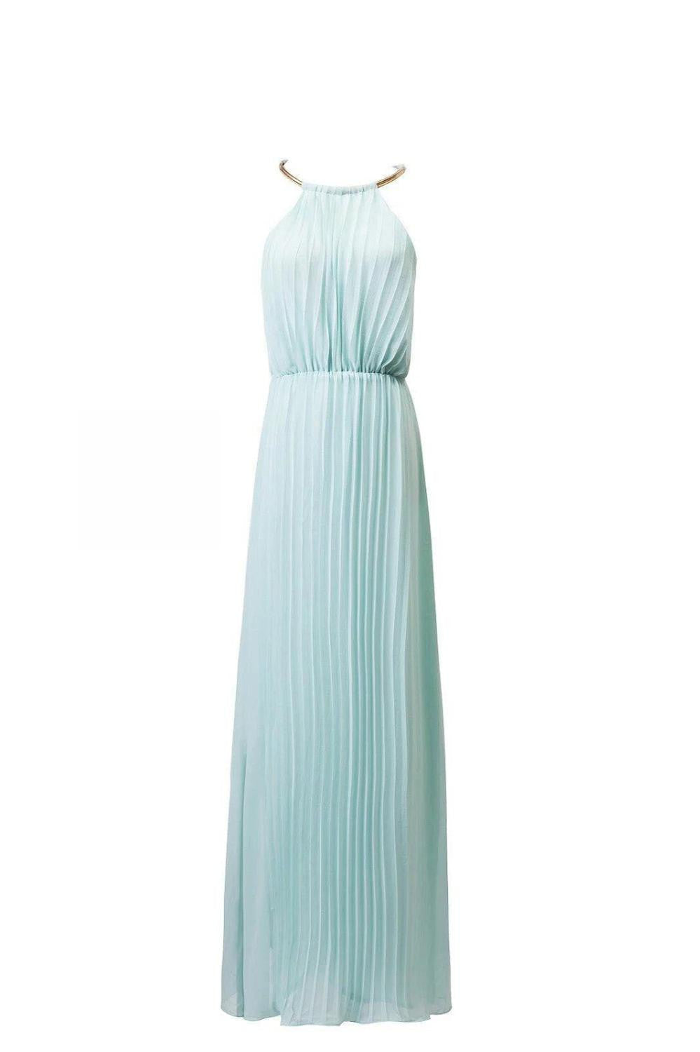 Online discount shop Australia - fashion sexy dress sleeveless Halter pleated pink series of sexy fashion chiffon dress