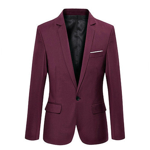 Online discount shop Australia - Men's Slim Blazer Formal Business Suit One Button Lapel Long Sleeve Pockets Top