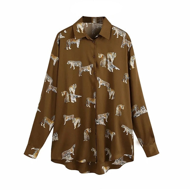 Leopard Stylish Shirt Women Turn Down Collar Office Fashion Female Blouse Long Sleeve Plus Size Lady Tops Blusa Feminina-Dollar Bargains Online Shopping Australia