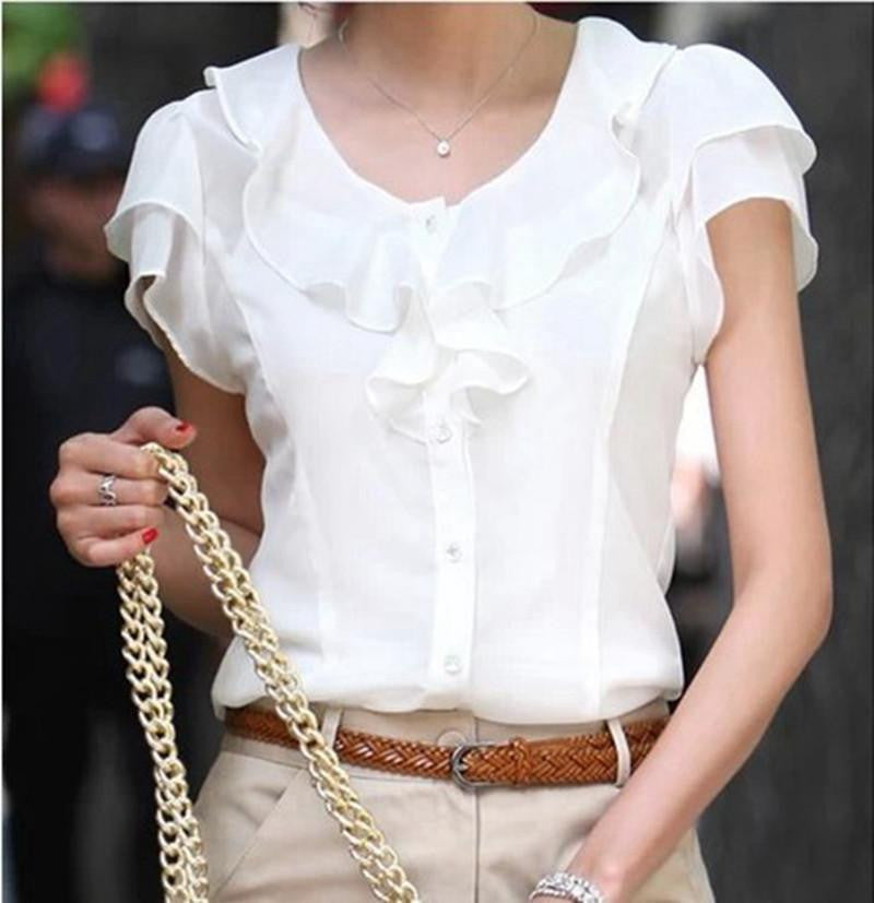 Style Turn-Down Collar Casual Slim Chiffon Blouses Women Shirt Female Blouse Ladies Tops