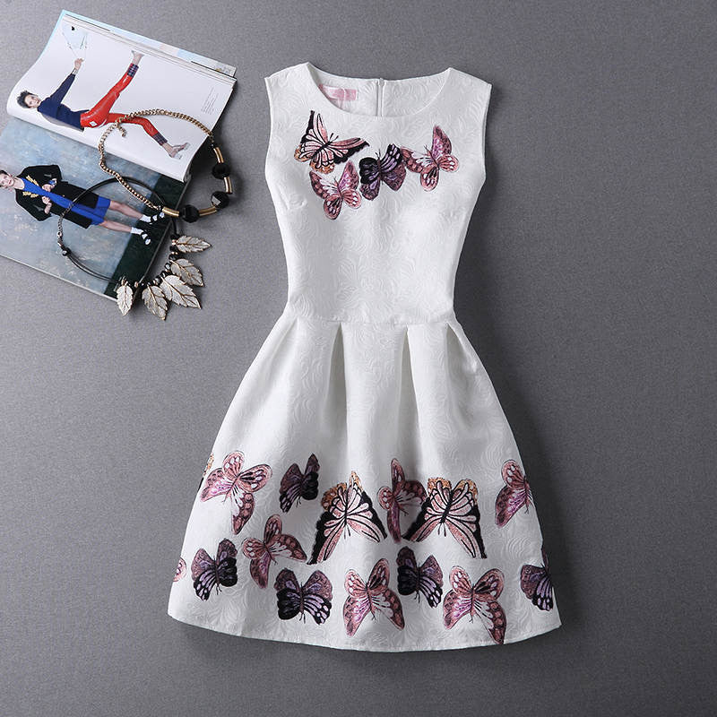 Online discount shop Australia - Black Sleeveless Print Party Dresses Ladies Vintage Style sundress female