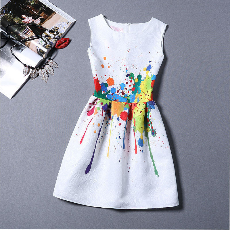 Online discount shop Australia - Black Sleeveless Print Party Dresses Ladies Vintage Style sundress female