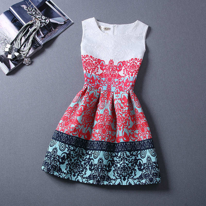 Online discount shop Australia - Black Sleeveless Print Party Dresses Ladies Vintage Style sundress female