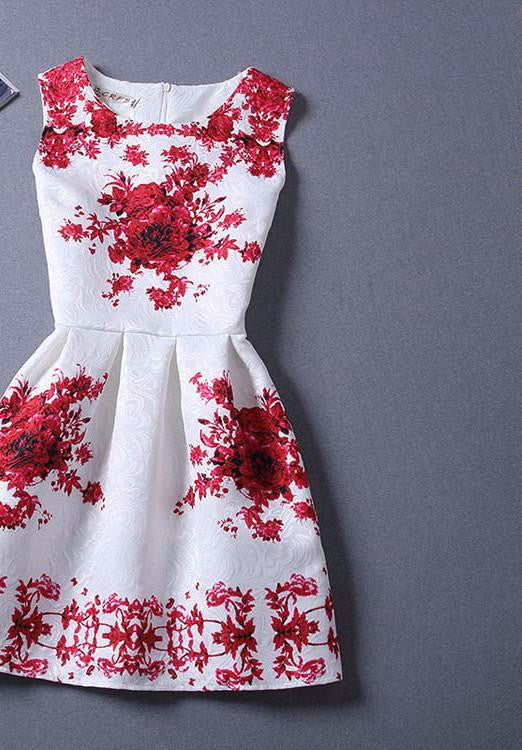 Style Dresses For Girl Butterfly Flower Printed Sleeveless Formal Girl Dresses Teenagers Party Dress