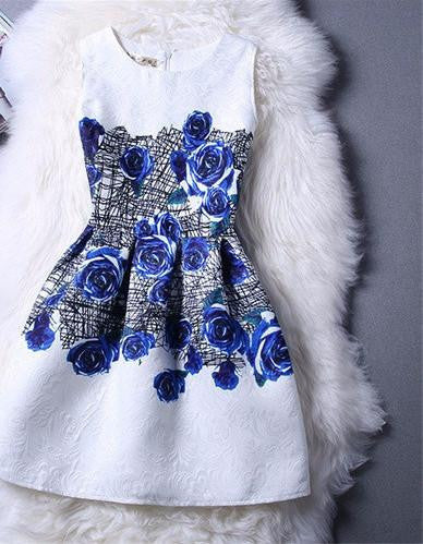 Style Dresses For Girl Butterfly Flower Printed Sleeveless Formal Girl Dresses Teenagers Party Dress