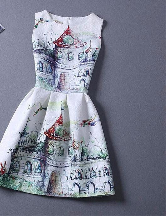 Style Dresses For Girl Butterfly Flower Printed Sleeveless Formal Girl Dresses Teenagers Party Dress