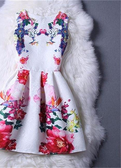 Style Dresses For Girl Butterfly Flower Printed Sleeveless Formal Girl Dresses Teenagers Party Dress