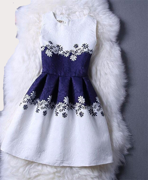 Style Dresses For Girl Butterfly Flower Printed Sleeveless Formal Girl Dresses Teenagers Party Dress