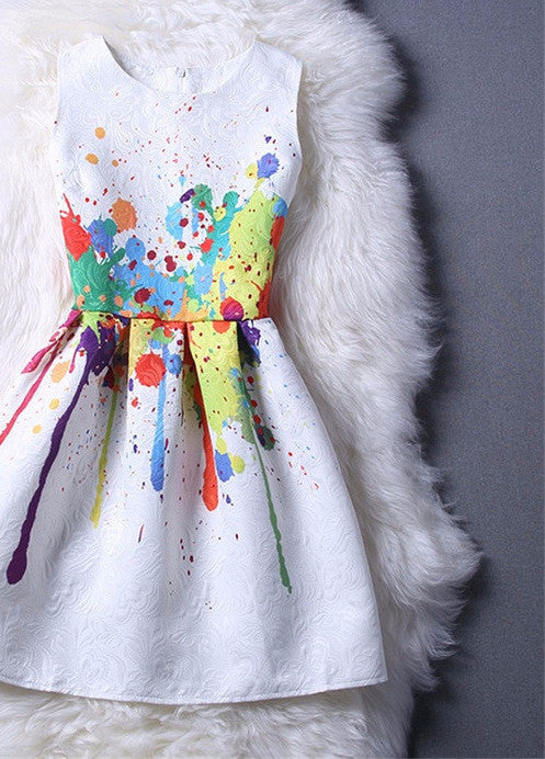 Style Dresses For Girl Butterfly Flower Printed Sleeveless Formal Girl Dresses Teenagers Party Dress