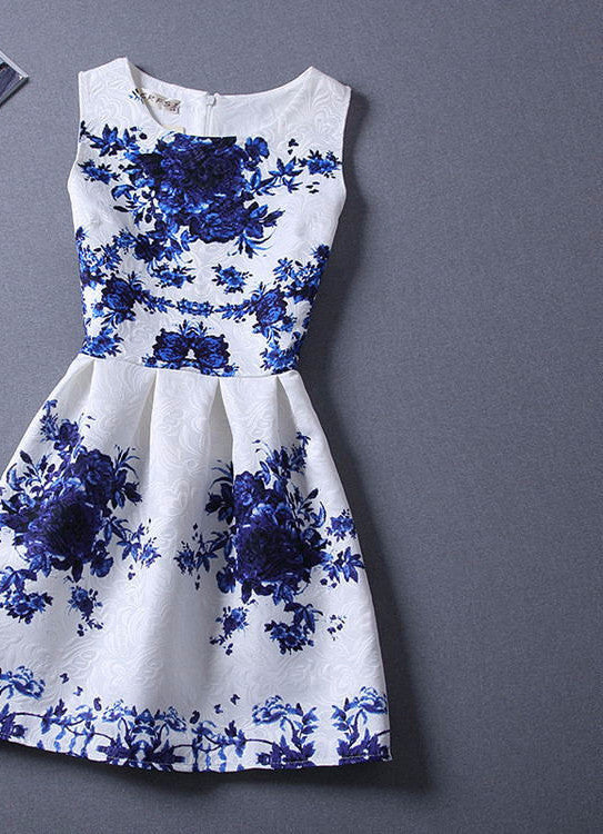 Style Dresses For Girl Butterfly Flower Printed Sleeveless Formal Girl Dresses Teenagers Party Dress