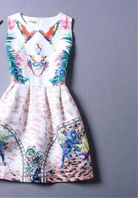 Style Dresses For Girl Butterfly Flower Printed Sleeveless Formal Girl Dresses Teenagers Party Dress