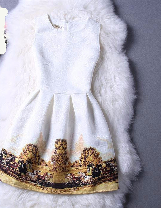 Style Dresses For Girl Butterfly Flower Printed Sleeveless Formal Girl Dresses Teenagers Party Dress