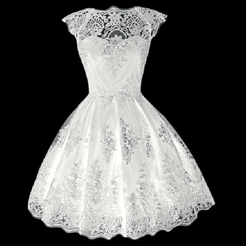 Online discount shop Australia - 2017 New Fashion Women Clothing Elegant ShortSleeve Black/White Lace Dress Vestidos Formal Wedding Mini Tutu Party Dresses Q2253