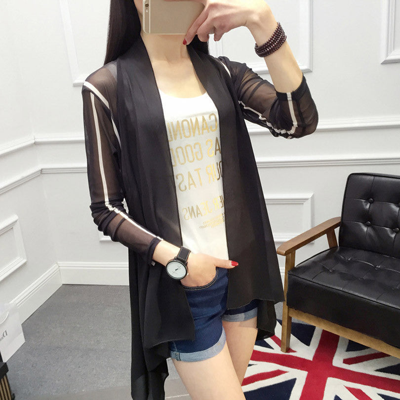 Online discount shop Australia - Long Chiffon Ladies Shirts Women's Cardigan Air Conditioning Female Blouses Jackets