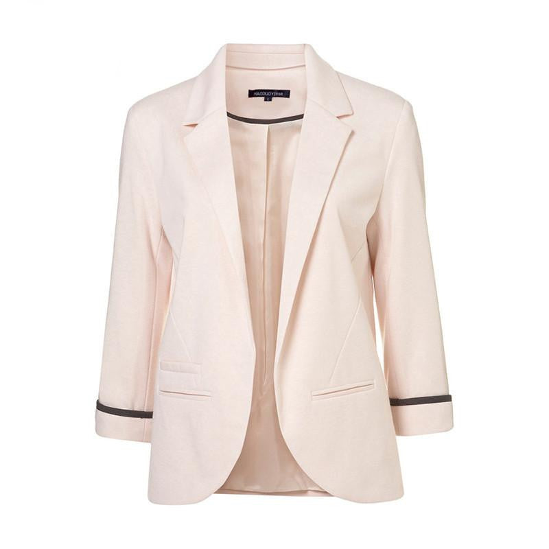 Online discount shop Australia - Fashion Women 7 Colors Slim Fit Blazer Jackets Notched Three Quarter Sleeve Blazer Women Coat