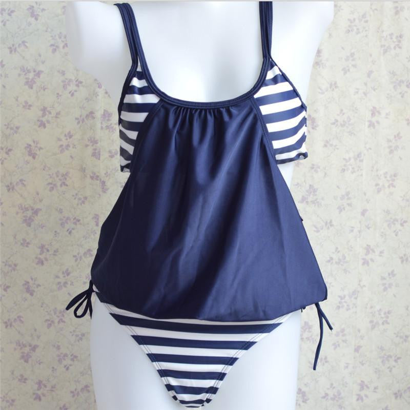 Bikini Set Plus Size Women Black Bathing Suit Striped Beachwear XXXXL BJ217