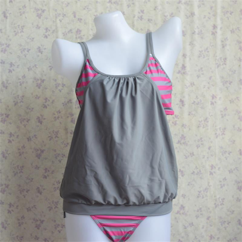 Bikini Set Plus Size Women Black Bathing Suit Striped Beachwear XXXXL BJ217