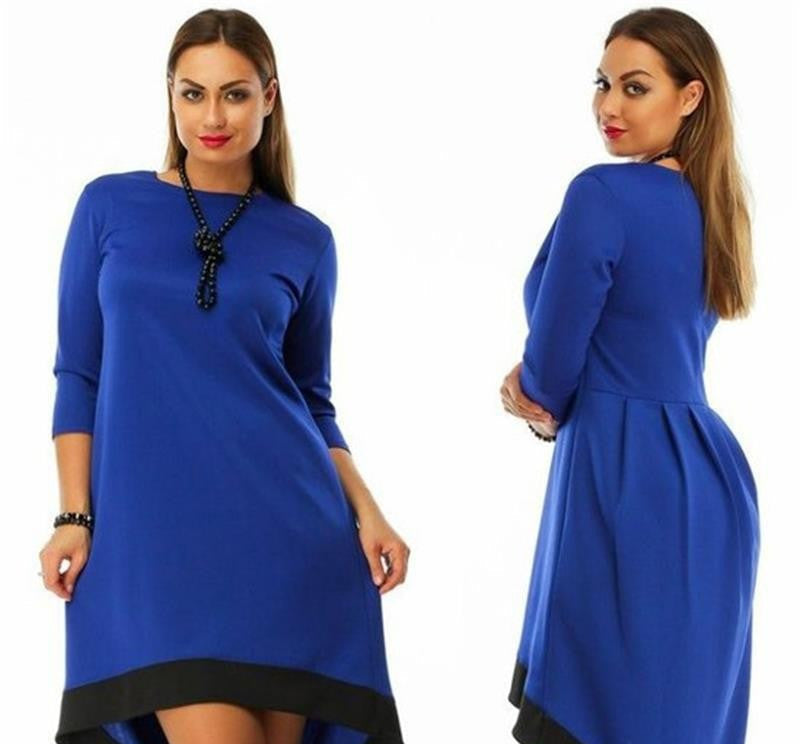 Online discount shop Australia - Dress Big Size Casual Red Black Dress Asymmetrical Dress Plus Size Women Clothing Vestidos
